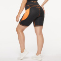 High Waisted Training Shorts Women Contrast Color Biker Shorts Black Orange Plus Size Gym Shorts With Pocket